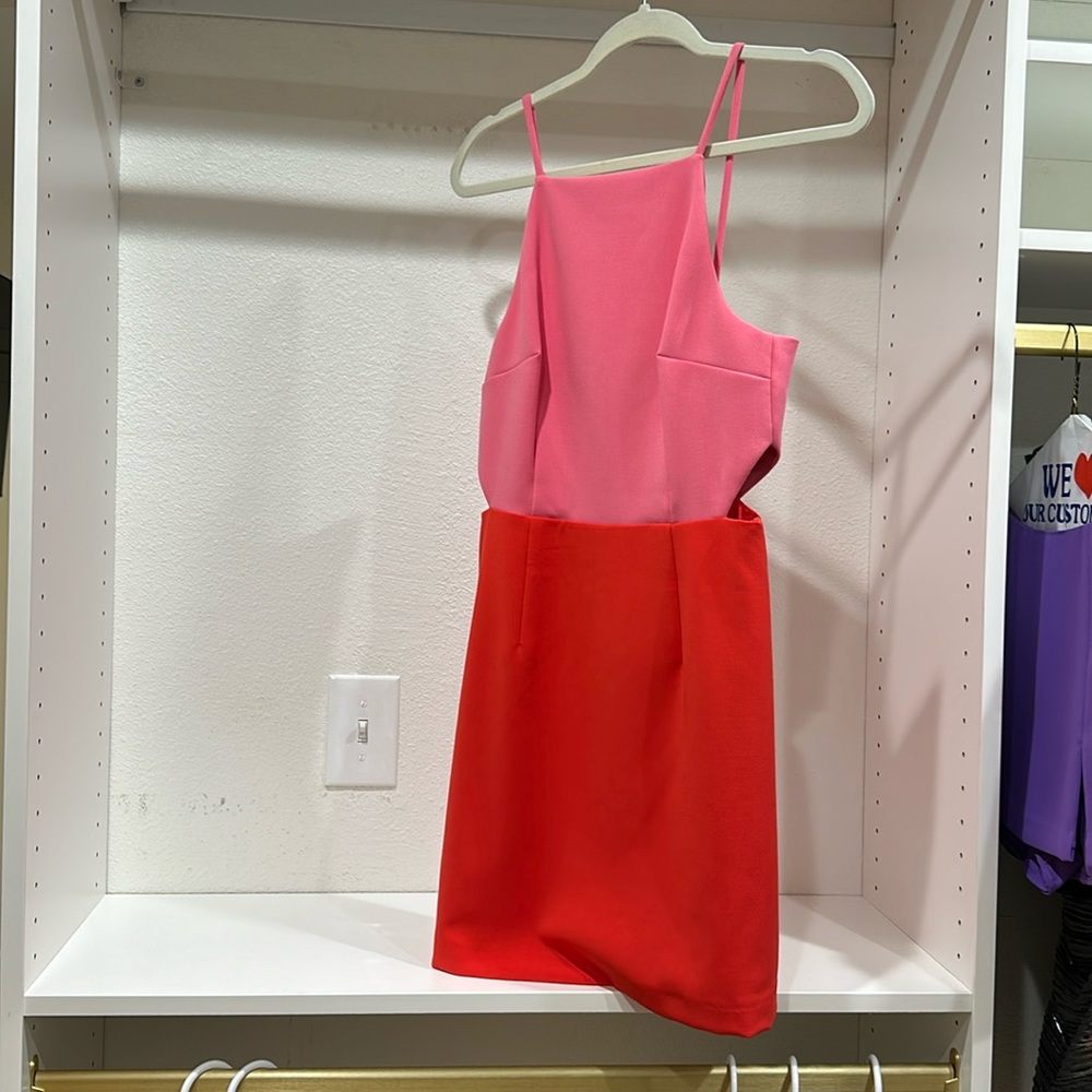 French Connection Mini Dress, size 4- pink and red color block. New with tags!